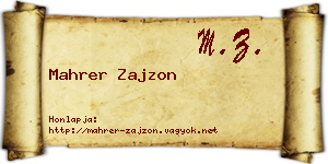 Mahrer Zajzon névjegykártya